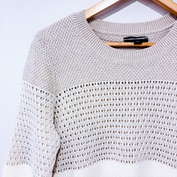 TOMMY HILFIGER – Beige striped cotton knit sweater | Classic cozy | Medium * - Picture 3 of 8